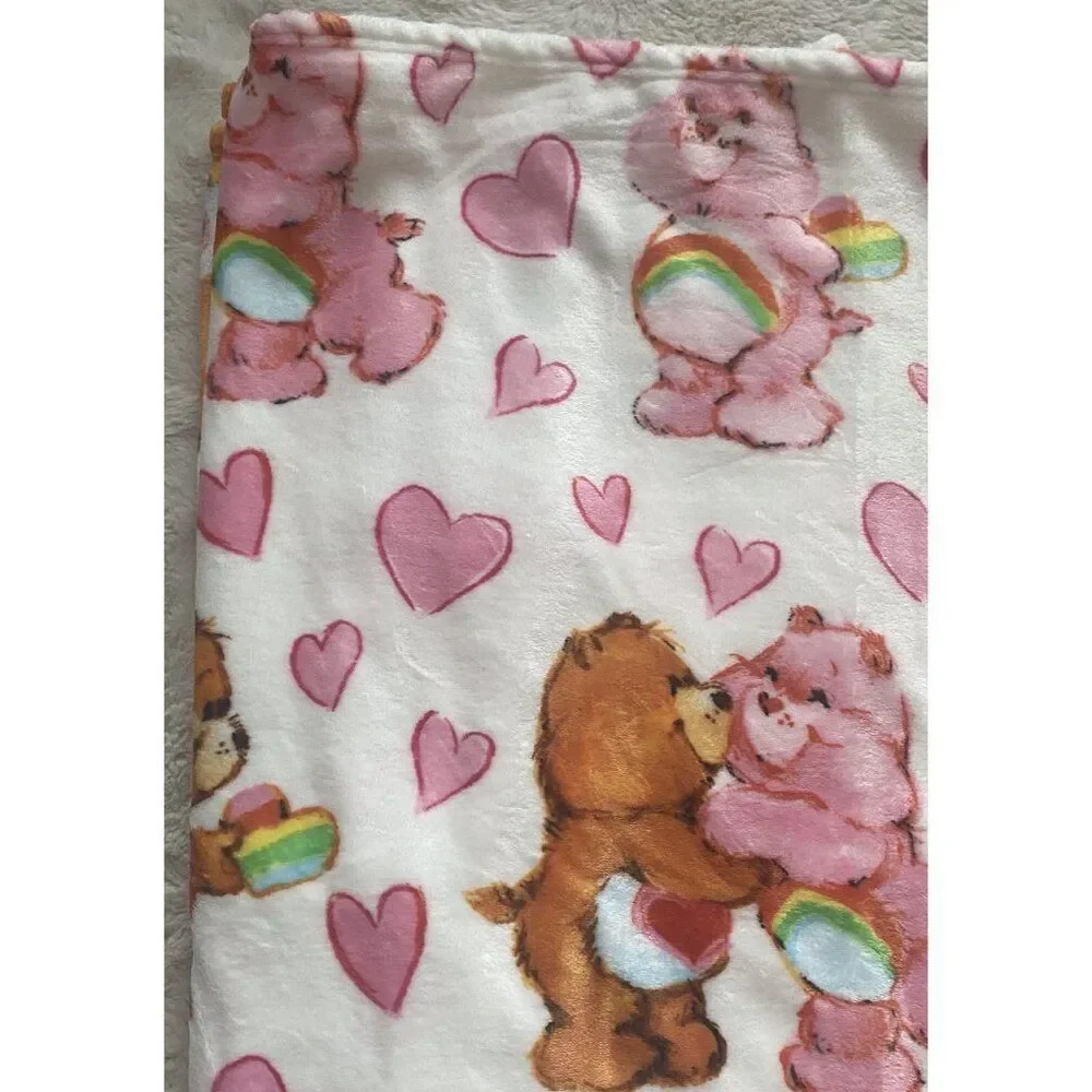 Care Bears Soft Plush Throw Blanket 50 X 70”‎ Kisses Hearts Love Valentines NEW